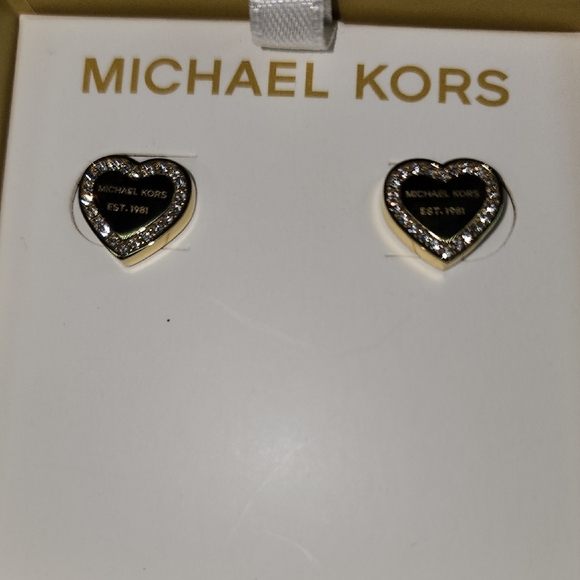 Michael Kors Black Heart Earrings with Crystals - Picture 3 of 9